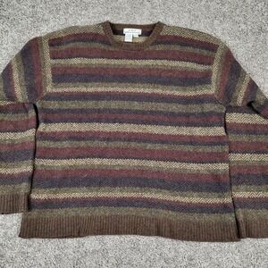AKA Eddie Bauer Mens Vintage 90s Lambswool Striped Knit Crewneck Sweater XXL